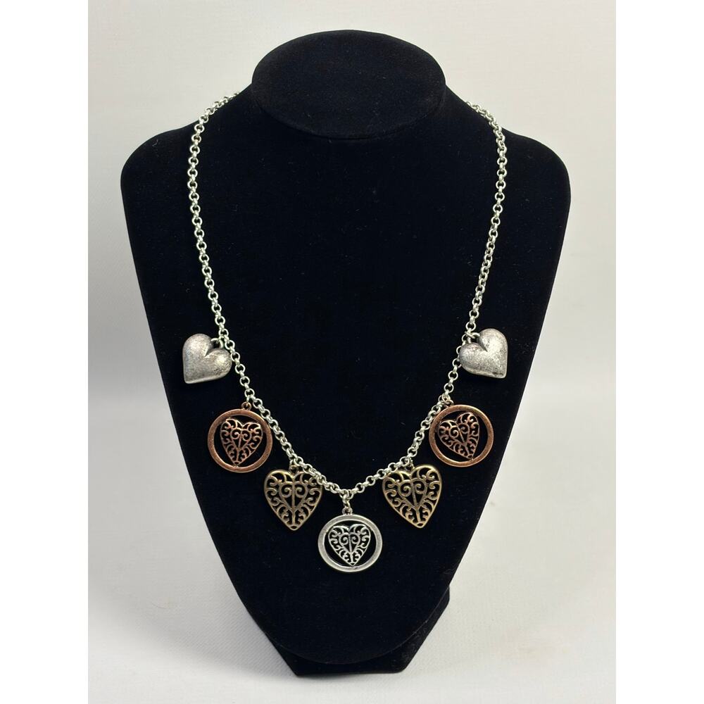 Premier Designs Minna Hearts Necklace Mixed Metals 16in